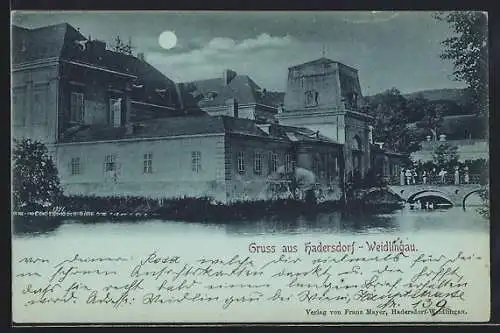 AK Wien, Hadersdorf-Weidlingau, Schloss Laudon mit Flusspartie
