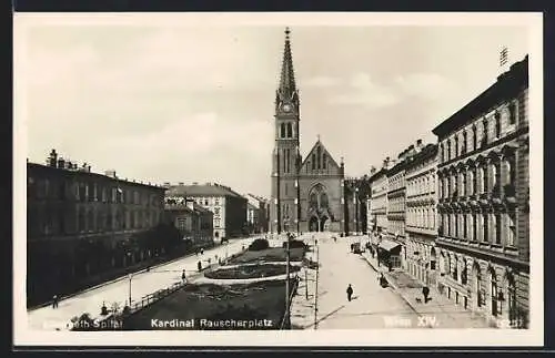 AK Wien XIV, Kardinal-Rauscher-Platz mit Elisabeth-Spital