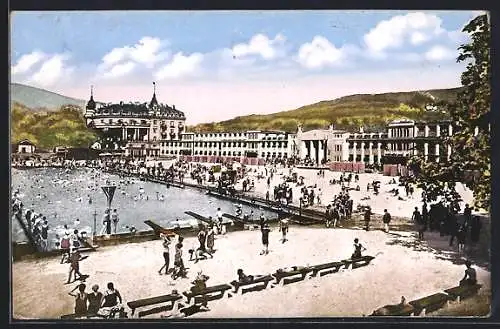 AK Baden b. Wien, Thermal-Strandbad mit Kuranstalt