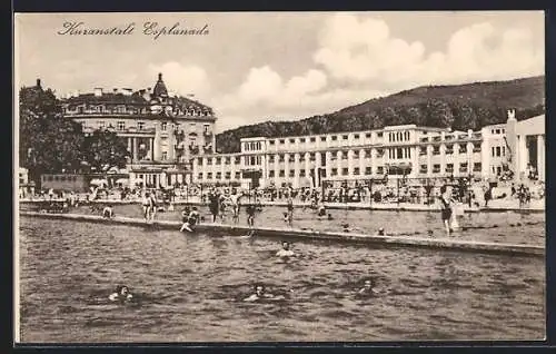 AK Baden bei Wien, Kuranstalt Esplanade, Thermal-Strandbad