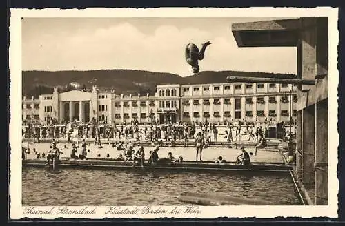 AK Baden, Thermal-Strandbad mit Sprungturm