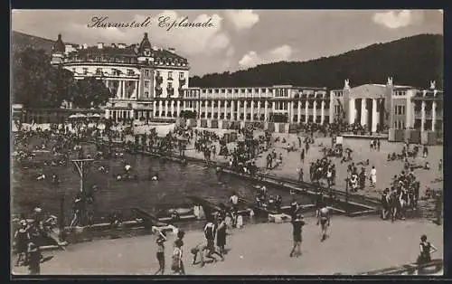 AK Baden bei Wien, Kuranstalt Esplanade mit Thermal-Strandbad