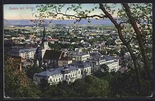 AK Baden bei Wien, Teilansicht mit Kirche