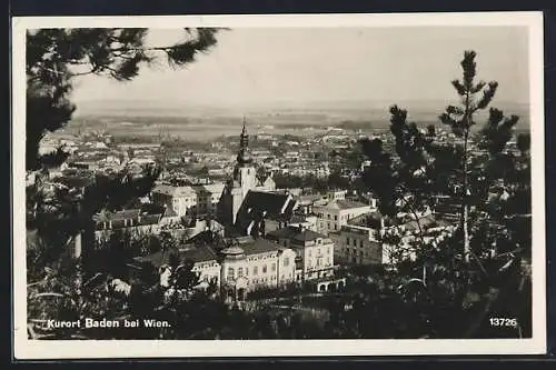 AK Baden bei Wien, Teilansicht mit Kirche