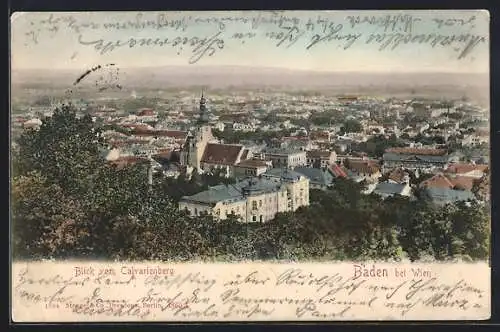 AK Baden bei Wien, Blick vom Calvarienberg auf den Ort