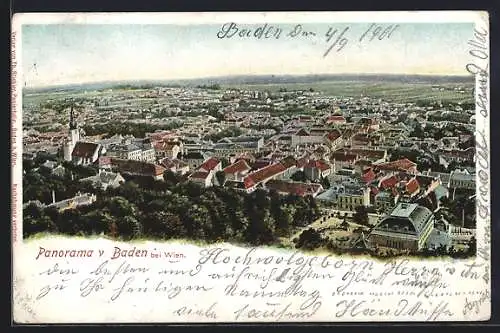 AK Baden bei Wien, Panorama mit Kirche