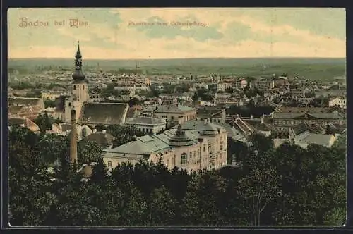 AK Baden bei Wien, Panorama mit Kirche vom Calvarienberg