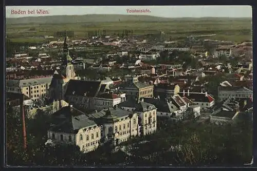 AK Baden bei Wien, Totalansicht mit Kirche