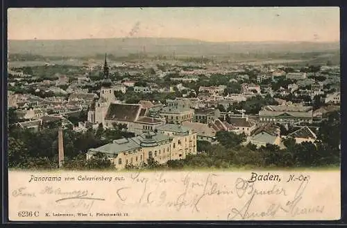 AK Baden /N.-Oe., Panorama mit Kirche vom Calvarienberg aus