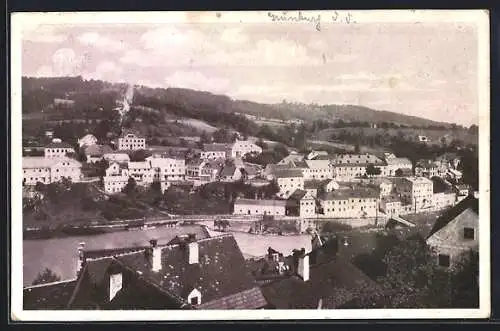 AK Grünburg a. d. Steyr, Ortsansicht aus der Vogelschau