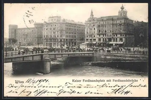 AK Wien, Ferdinandsplatz mit Ferdinandsbrücke