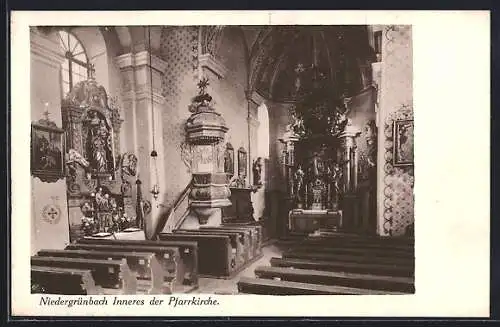 AK Rastenfeld /N.-Oe., Niedergrünbach, Innenansicht der Pfarrkirche