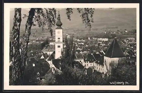 AK Wolfsberg i. K., Blick auf Ort und Uhrturm