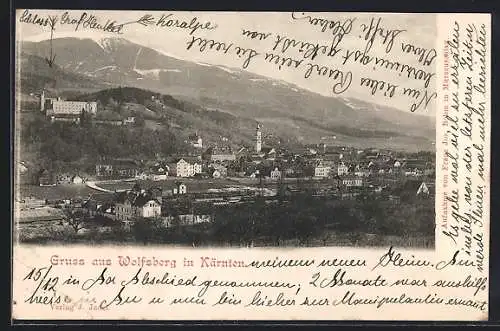 AK Wolfsberg /Kärnten, Ortsansicht mit Schloss