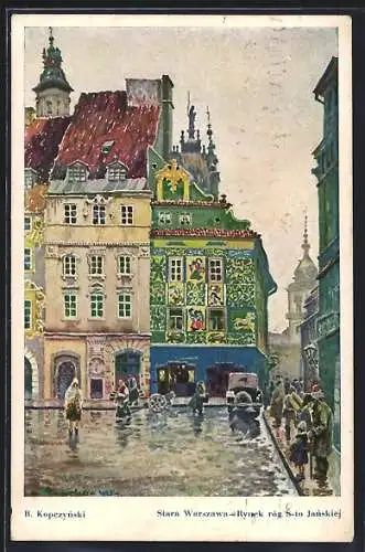 Künstler-AK Warschau-Warszawa, Rynek róg S-to Janskiej