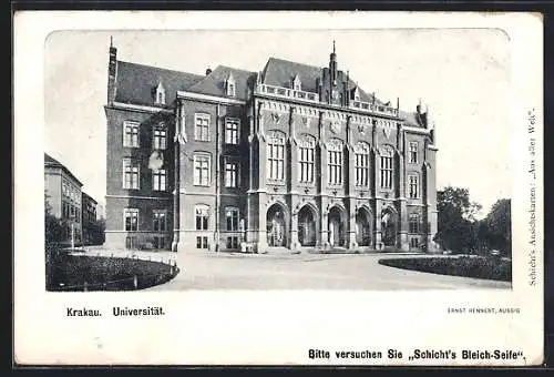 AK Krakau, Universität, Reklame für Schicht`s Bleich-Seife