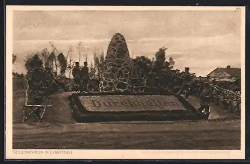 AK Lowitsch, Gedenkstein, Der Krieg 1914-16
