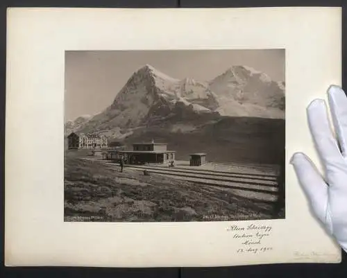 Fotografie Schroeder & Cie., Zürich, Ansicht Klein Scheidegg, Bergbahn Station Eiger et Mönch, Bahnhof, Gletscher
