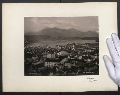 Fotografie edition Photoglob, Ansicht Luzern, Blick über die Stadt, Lucerne et le Righi