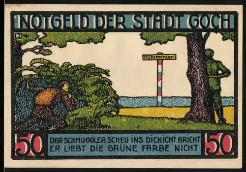 Notgeld Goch 1922, 50 Pfennig, Schmuggler und Steintor Design