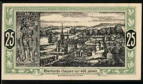 Notgeld Wittlich, 1921, 25 Pfennig, Eberhards-Clausen vor 400 Jahren und Kreis Wappen