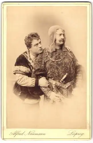 Fotografie Alfred Naumann, Leizpig, Schauspieler Friedrich Mitterwurzer & Anton Hartmann, jeweils mit Autograph, 1890