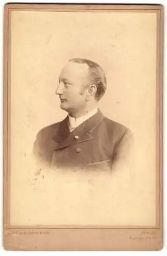 Fotografie J. C. Schaarwächter, Berlin, Portrait Georg Engels, deutscher Schauspieler, mit Autograph, 1899