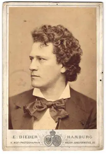 Fotografie E. Bieber, hamburg, Ludwig Barnay, Schauspieler & Theaterintendand, Rückseite mit Autograph, 1880
