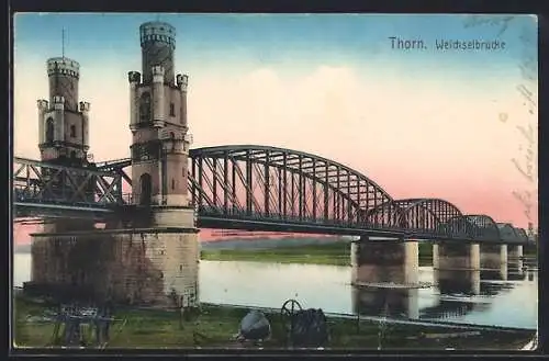 AK Thorn, Abendstimmung an der Weichselbrücke