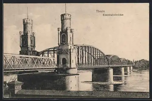 AK Thorn / Torun, Blick auf die Eisenbahnbrücke