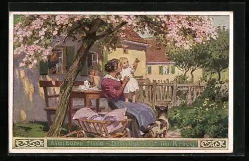 Künstler-AK P. Hey, Volksliederkarte Nr.: Maikäfer flieg