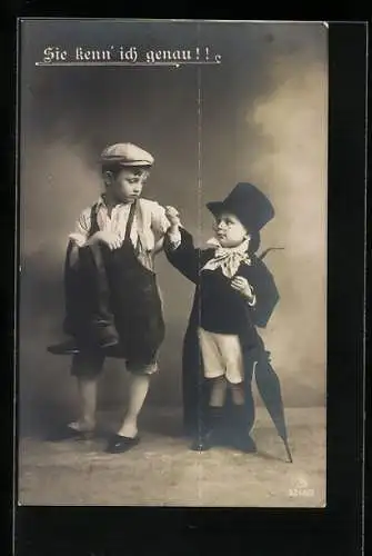 Foto-AK L.J. & F.F. Nr. 3248 /2: Sie kenn` ich genau!!, Junge spricht anderen an