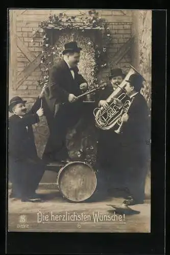 Foto-AK L.J. & F.F. Nr. 2189 /2: Vier Herren musizieren