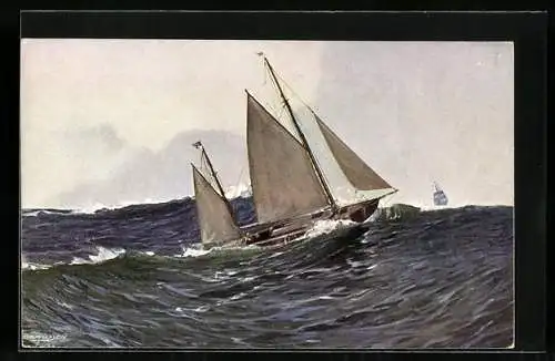 Künstler-AK Theo Stroefer Serie Nr. 1820: Segelschiff auf hoher See