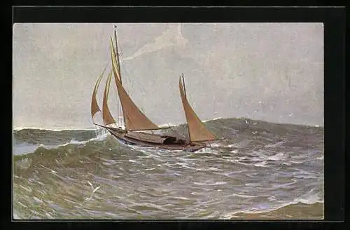 Künstler-AK Theo Stroefer Serie Nr. 1820: Segelschiff auf hoher See