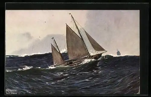 Künstler-AK Theo Stroefer Serie Nr. 1135: Segelschiff auf hoher See