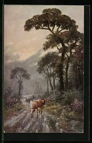 Künstler-AK Theo Stroefer Serie Nr. 1325: Landschaft mit Rindern