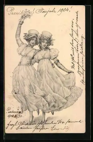 Künstler-AK Theo Stroefer Nr. 6: Freundinnen im gleichen Gewand