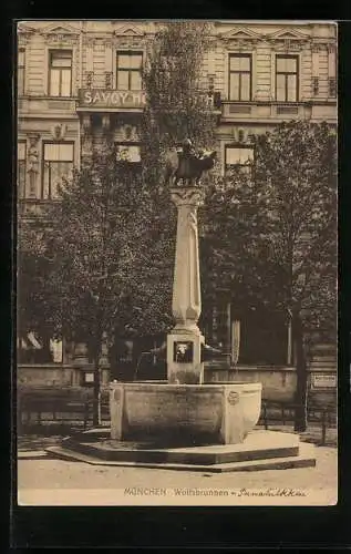 AK München, Pasrtie am Wolfsbrunnen