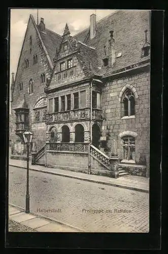 AK Halberstadt, Freitreppe am Rathaus
