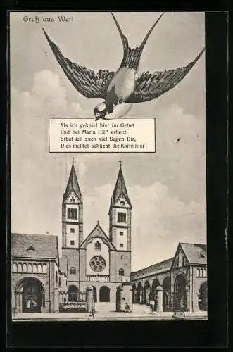 AK Werl, Wallfahrtskirche mit Schwalbenbild