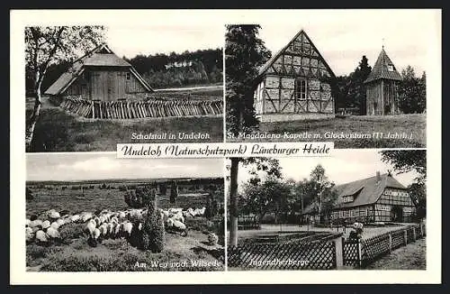 AK Undeloh /Lüneburger Heide, Schafstall, St. Magdalena-Kapelle, Jugendherberge