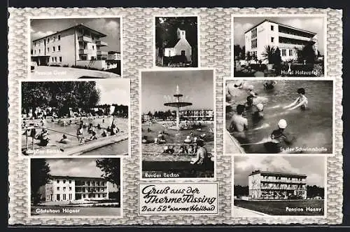 AK Füssing b. Pocking, Pension Geml, Gästehaus Högner, Hotel Holzapfel, Pension Henny