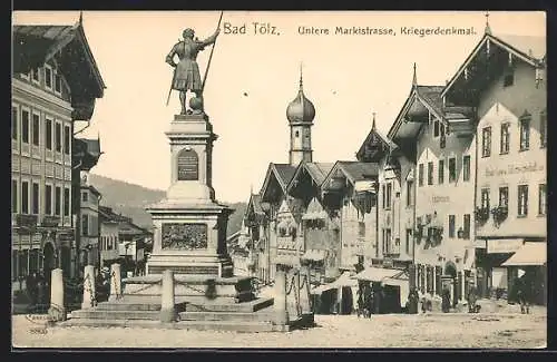 AK Bad Tölz, Untere Marktstrasse, Kriegerdenkmal
