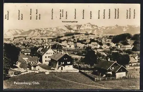 AK Peissenberg /Obb., Ortsansicht gegen das Wettersteingebirge
