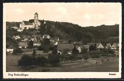 AK Niederalfingen, Ortsansicht mit Blick auf die Burg