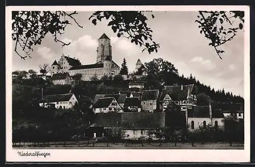 AK Niederalfingen, Teilansicht mit Burg