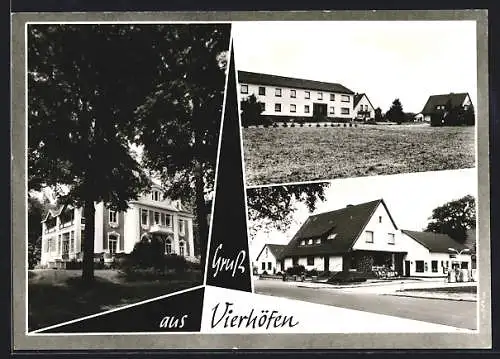 AK Vierhöfen /Lüneburger Heide, Strassenpartie mit Geschäft, Villa mit Garten
