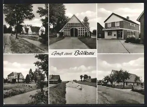 AK Bülkau /Ne., Kreissparkasse, Spar- und Darlehenskasse, Boote auf dem Kanal