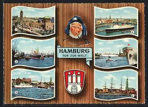 AK Hamburg-St.Pauli, St. Pauli-Landungsbrücken, Kaiser Wilhelm-Hafen, Passagierschiffe Hanseatic und Gripsholm